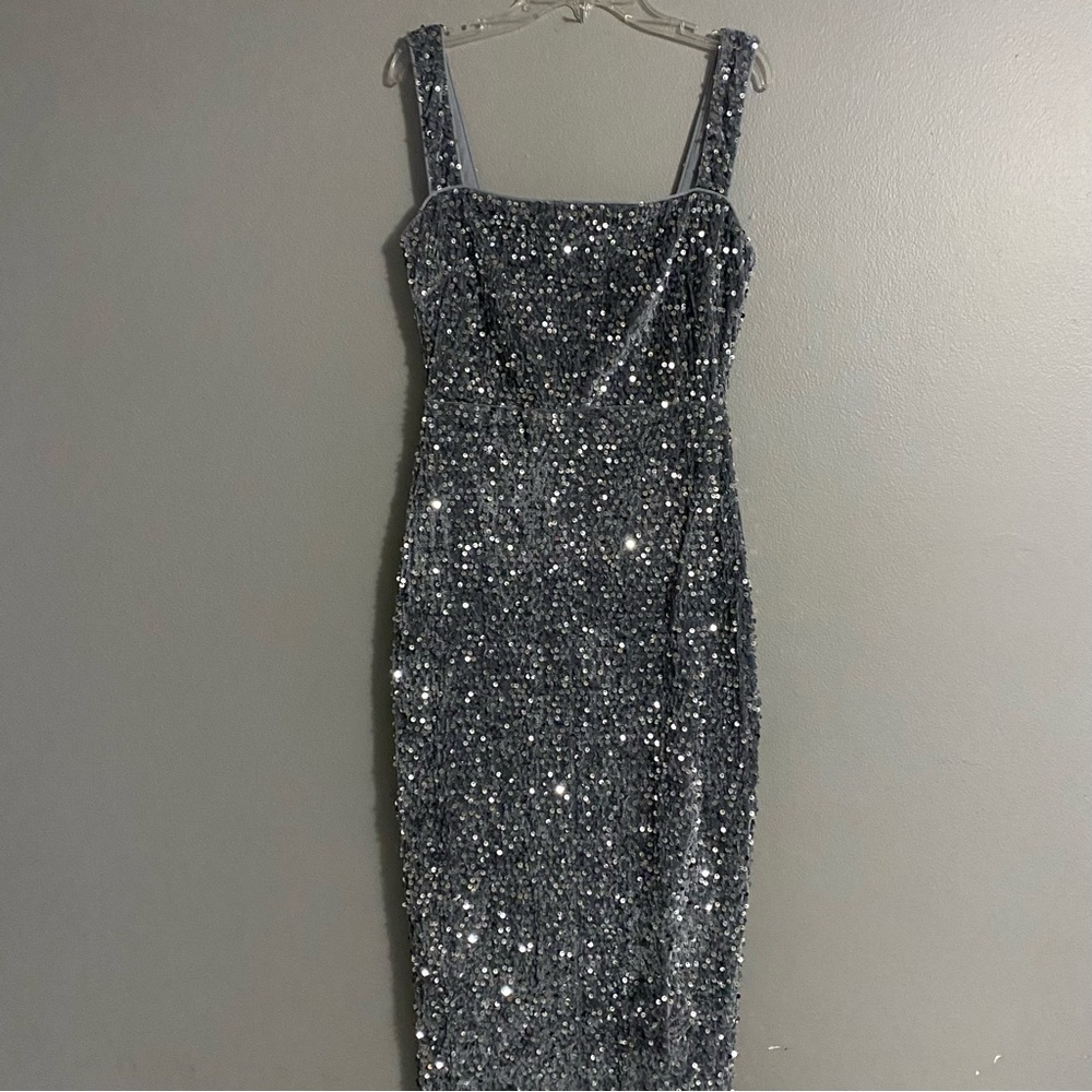 Square Neck Sequin Cocktail Dress Small